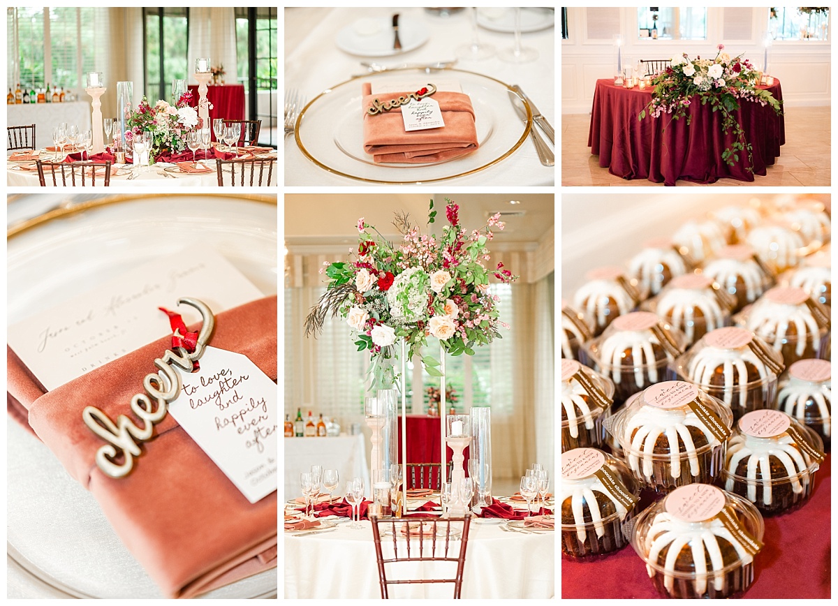 Wedding Reception Details - Burgundy and Blush